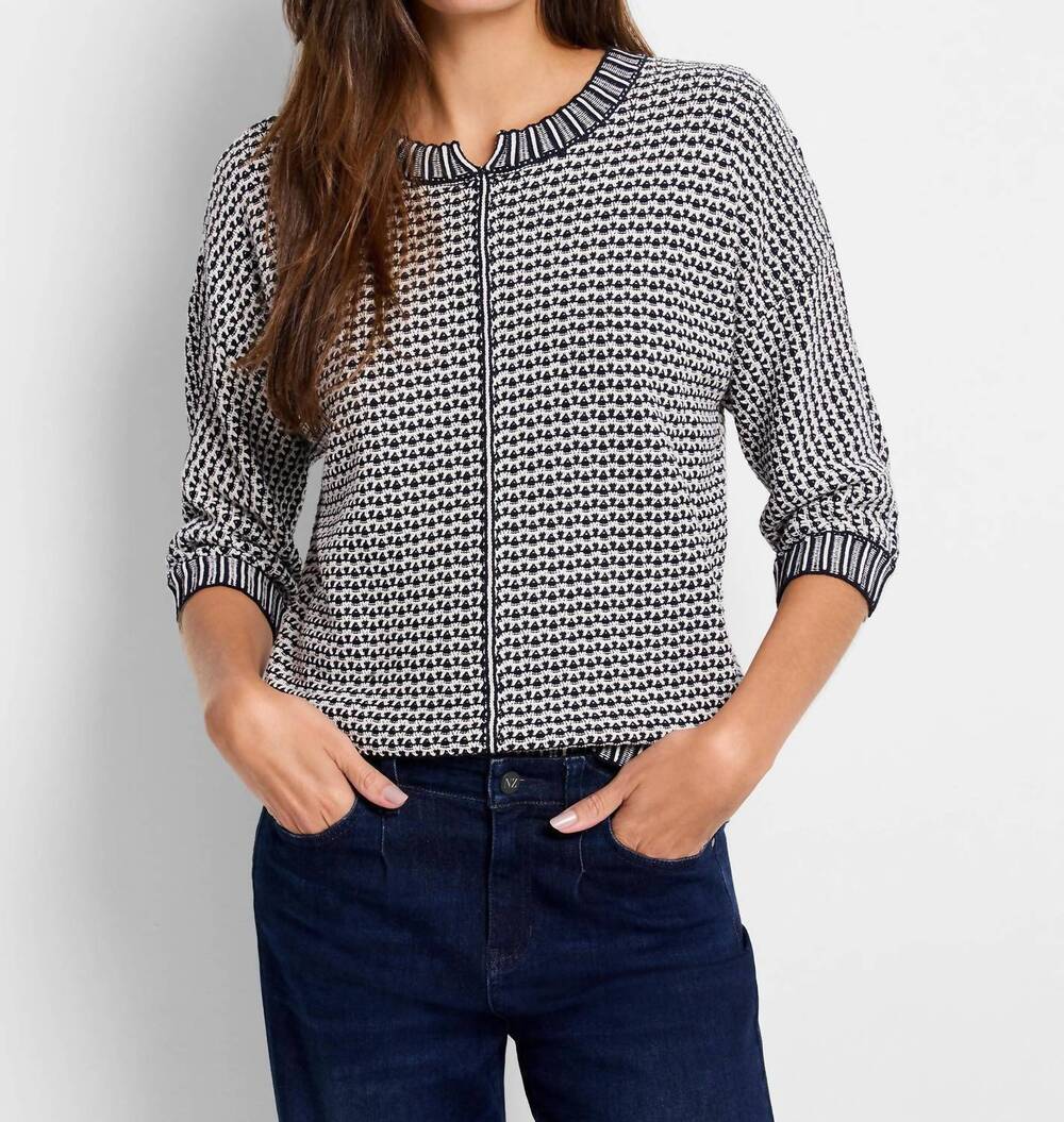 NEW NIC + ZOE easy tuck stitch sweater in indigo mix